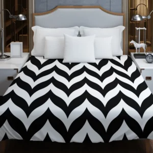 Black Wavy Chevron Duvet Cover