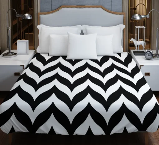 Black Wavy Chevron Duvet Cover