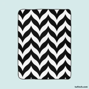 Black Wavy Chevron Fleece Blanket 1