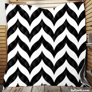 Black Wavy Chevron Quilt Blanket