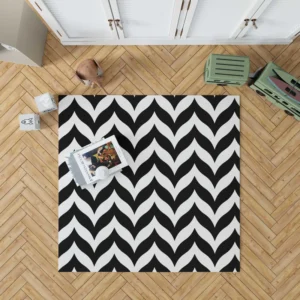 Black Wavy Chevron Rug