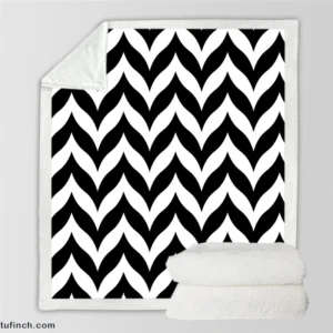 Black Wavy Chevron Sherpa Fleece Blanket