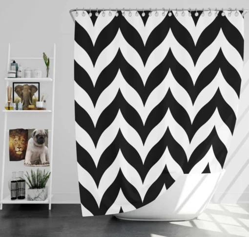 Black Wavy Chevron Shower Curtain