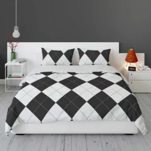 Black White Argyle Pattern Bedding Set 1