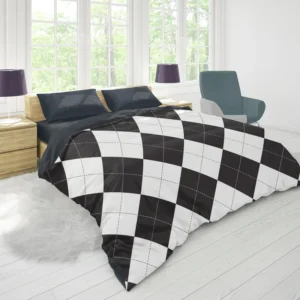 Black White Argyle Pattern Duvet Cover 1