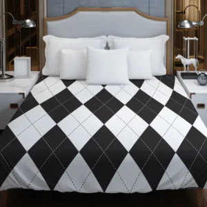 Black White Argyle Pattern Duvet Cover