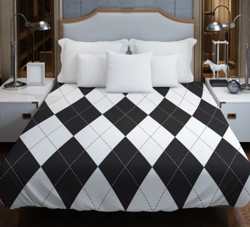 Black White Argyle Pattern Duvet Cover