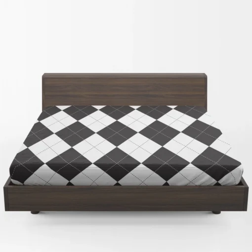 Black White Argyle Pattern Fitted Sheet 1