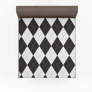 Black White Argyle Pattern Fitted Sheet