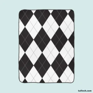 Black White Argyle Pattern Fleece Blanket 1