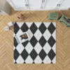 Black White Argyle Pattern Rug