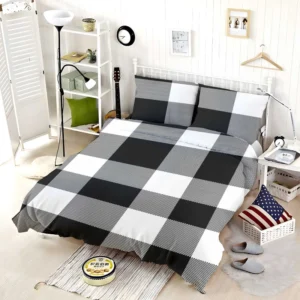 Black White Buffalo Checkered Plaid Bedding Set