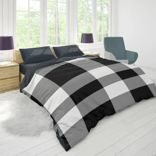 Black White Buffalo Checkered Plaid Duvet Cover 1