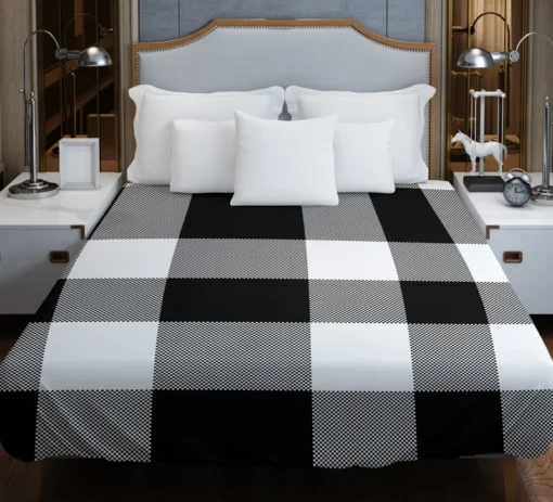 Black White Buffalo Checkered Plaid Duvet Cover