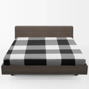 Black White Buffalo Checkered Plaid Fitted Sheet 1