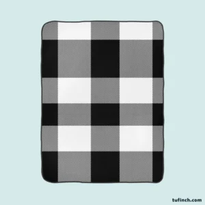 Black White Buffalo Checkered Plaid Fleece Blanket 1