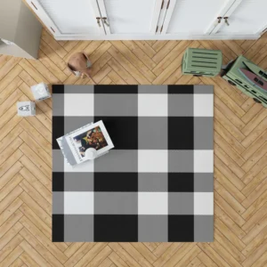 Black White Buffalo Checkered Plaid Rug