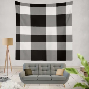 Black White Buffalo Checkered Plaid Wall Tapestry