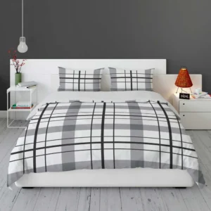 Black White Grey Plaid Bedding Set 1