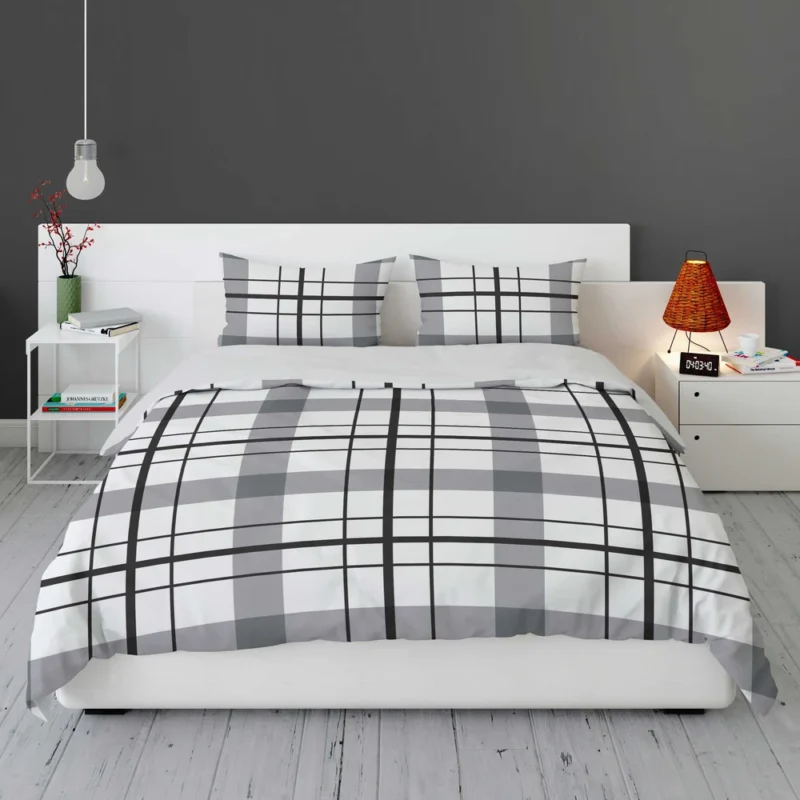 Black White Grey Plaid Bedding Set 1