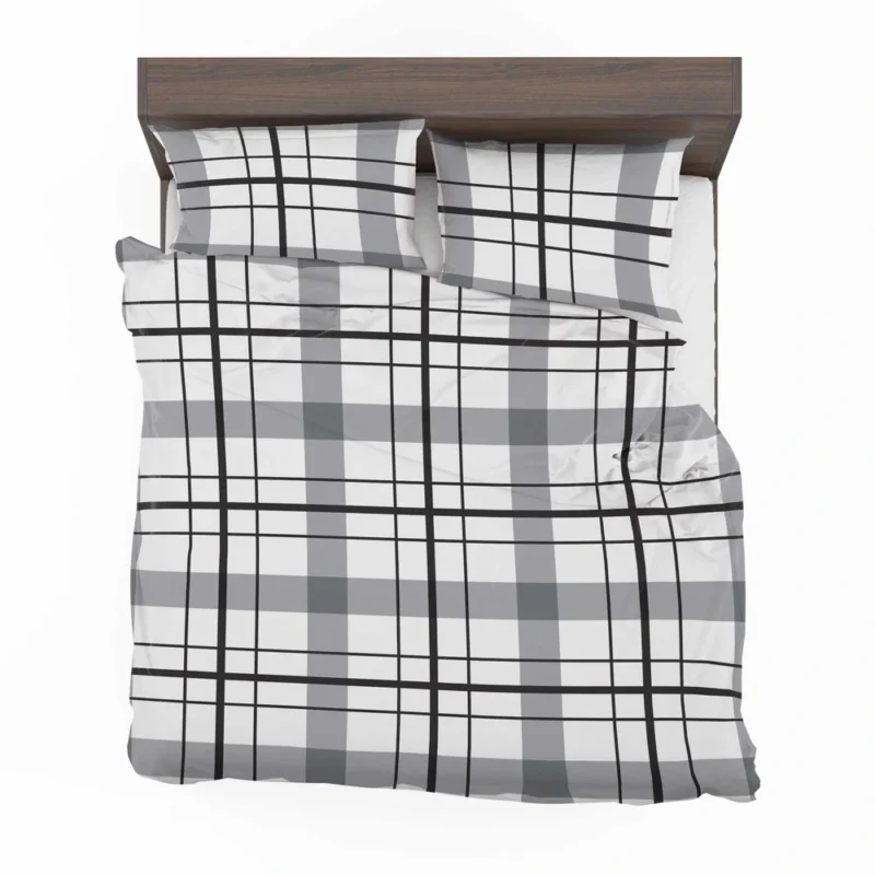 Black White Grey Plaid Bedding Set 2