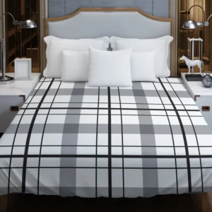 Black White Grey Plaid Duvet Cover