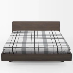 Black White Grey Plaid Fitted Sheet 1