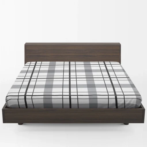 Black White Grey Plaid Fitted Sheet 1