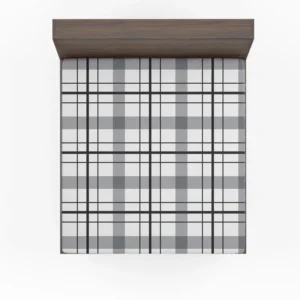 Black White Grey Plaid Fitted Sheet