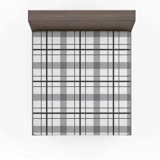 Black White Grey Plaid Fitted Sheet