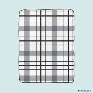 Black White Grey Plaid Fleece Blanket 1