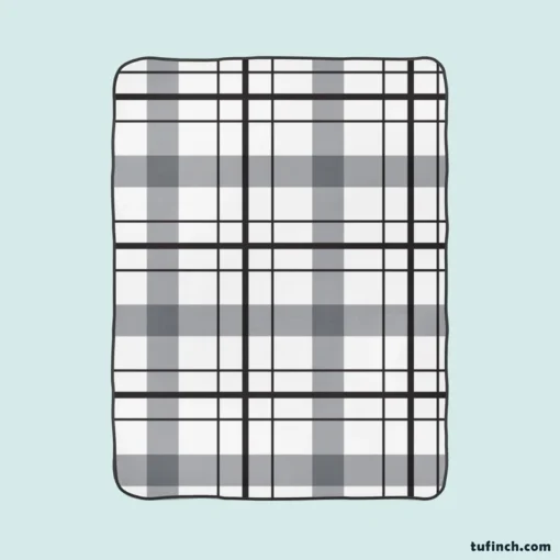 Black White Grey Plaid Fleece Blanket 1