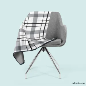 Black White Grey Plaid Fleece Blanket 2