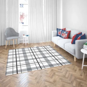 Black White Grey Plaid Rug 2