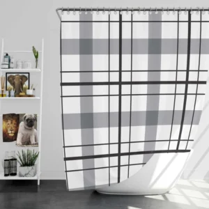 Black White Grey Plaid Shower Curtain