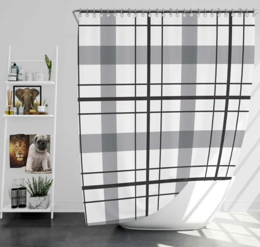 Black White Grey Plaid Shower Curtain