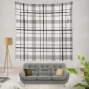 Black White Grey Plaid Wall Tapestry