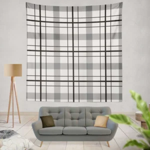 Black White Grey Plaid Wall Tapestry