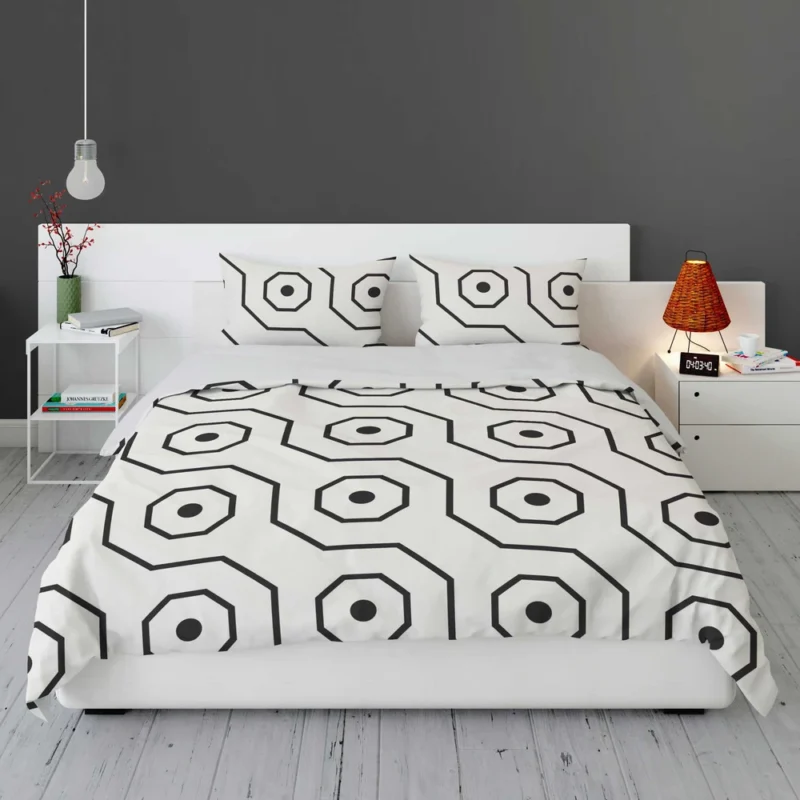 Black White Hexagon Pattern Bedding Set 1