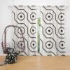 Black White Hexagon Pattern Curtain