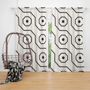 Black White Hexagon Pattern Curtain