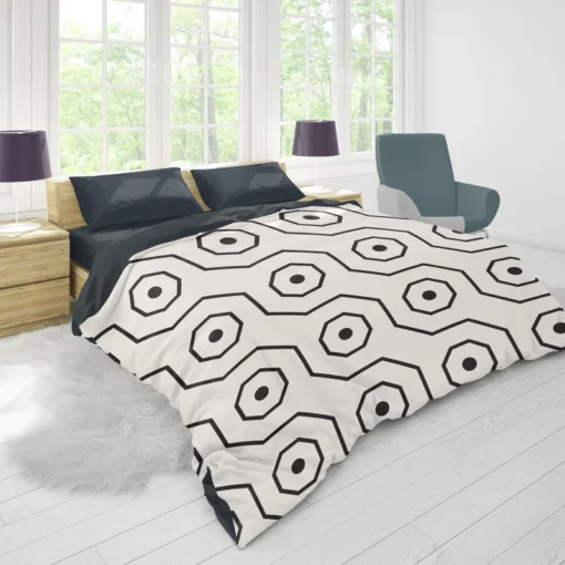 Black White Hexagon Pattern Duvet Cover 1