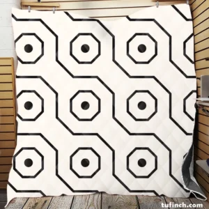 Black White Hexagon Pattern Quilt Blanket