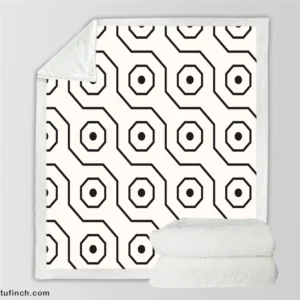 Black White Hexagon Pattern Sherpa Fleece Blanket