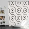 Black White Hexagon Pattern Shower Curtain