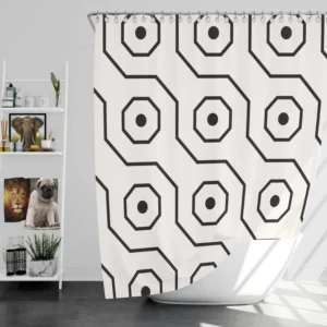 Black White Hexagon Pattern Shower Curtain