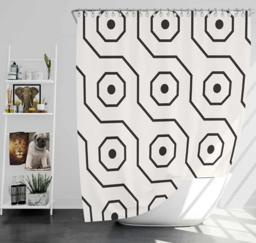 Black White Hexagon Pattern Shower Curtain