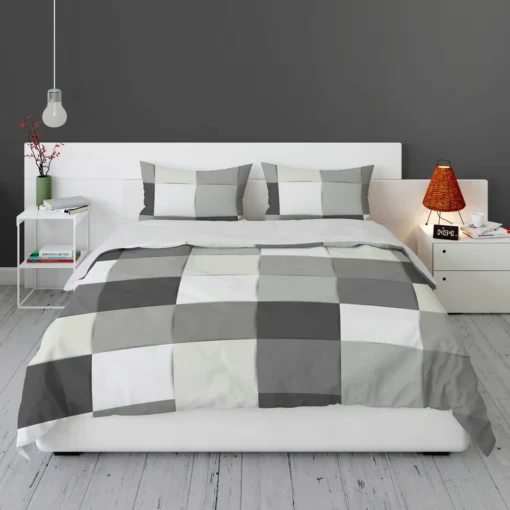 Black White Square Patchwork Art Bedding Set 1