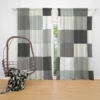 Black White Square Patchwork Art Curtain