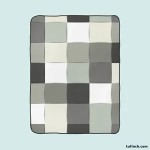 Black White Square Patchwork Art Fleece Blanket 1